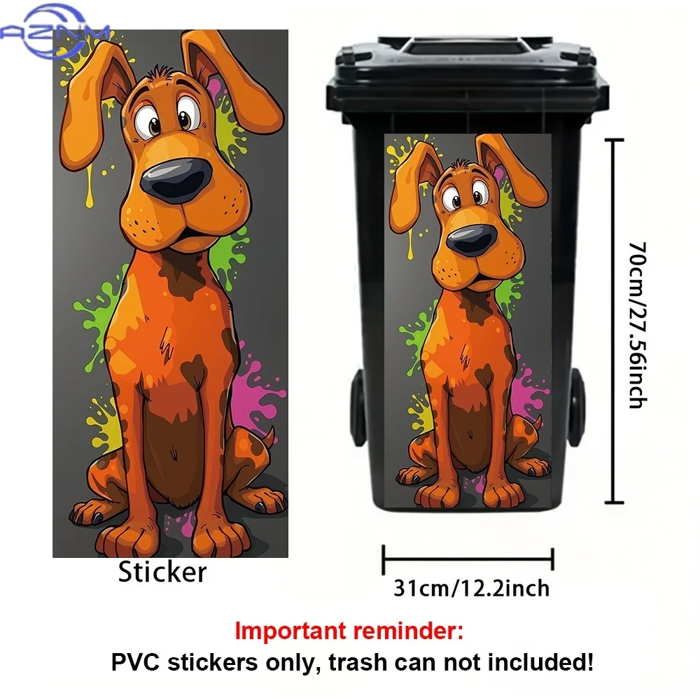 1 Sheet, Colorful Graffiti Cute Puppy Theme, Trash Can Stickers, Decorative Self-Adhesive PVC Decals, Outdoor Waterproof, Suit
