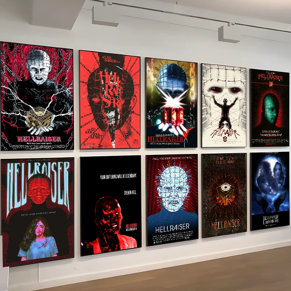 

Classic H-Hellraiser Movie Whitepaper Poster Waterproof Paper Sticker Coffee House Bar Aesthetic Art Wall Painting