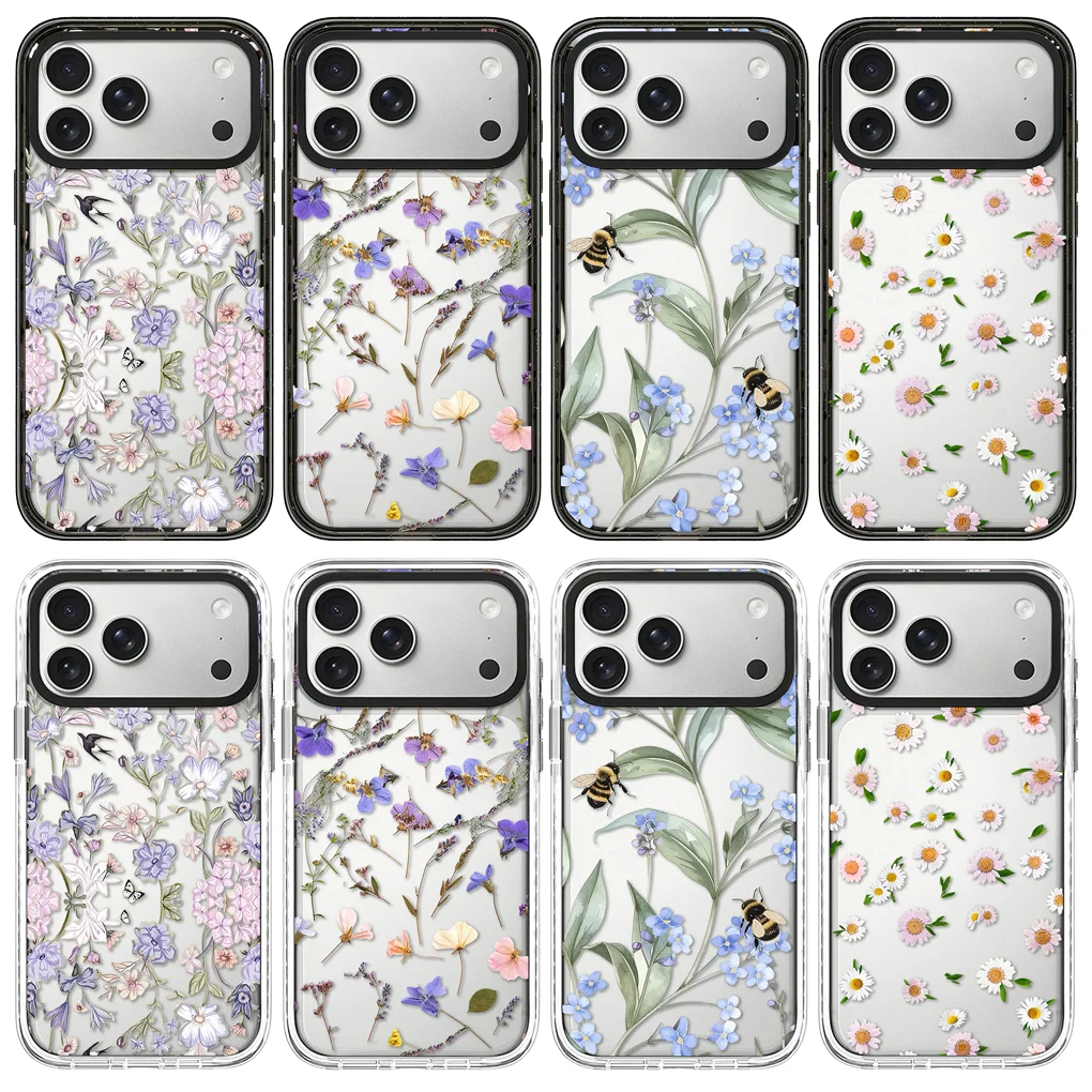 

Flower Leaf White Border Magnetic Phone Cover for IPhone 12 13 14 15 16 17 Pro Max Case for IPhone 17 Air