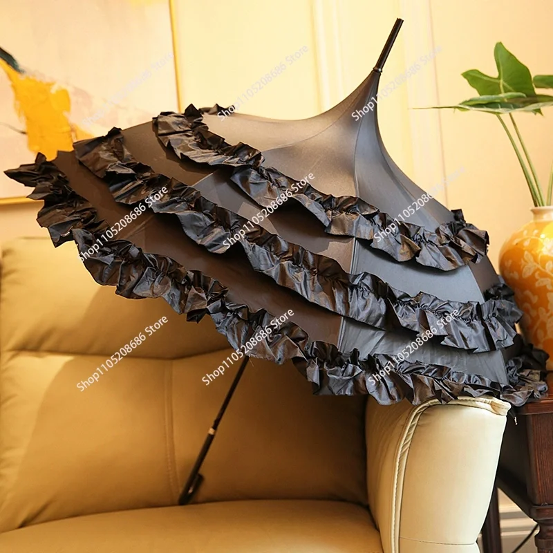 Lolita multi-layer skirt pleated skirt arched princess umbrella lace umbrella cosplay photography