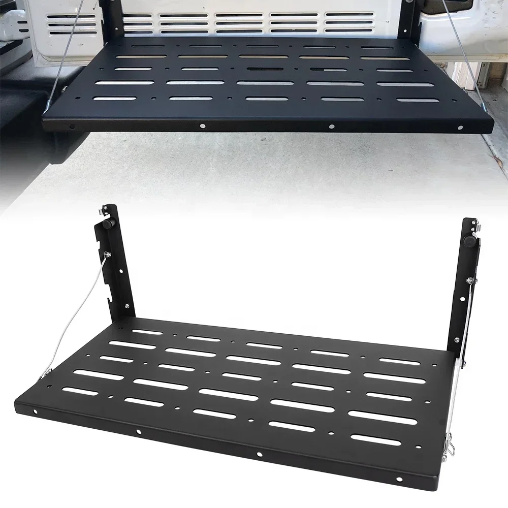 LLevo Aluminum Alloy Foldable Cargo Shelf Black JK Tailgate Table for Jeep-Wrangler 2007 2018 JK JKU