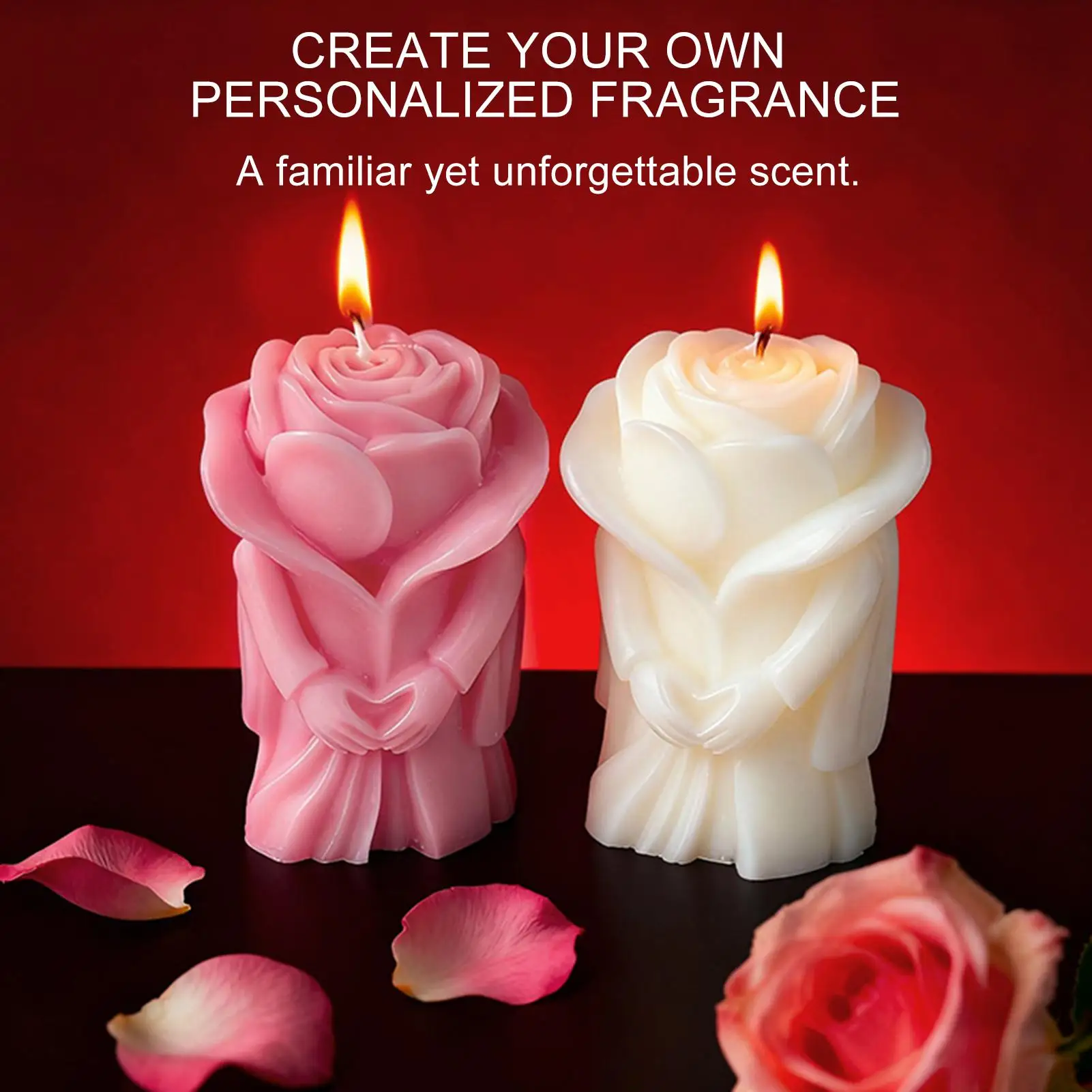 3D Valentine's Day Couples Rose Flowers Candle Mold DIY Aroma Plaster Resin Silicone Molds Handmade Soap Candle Making Supplies