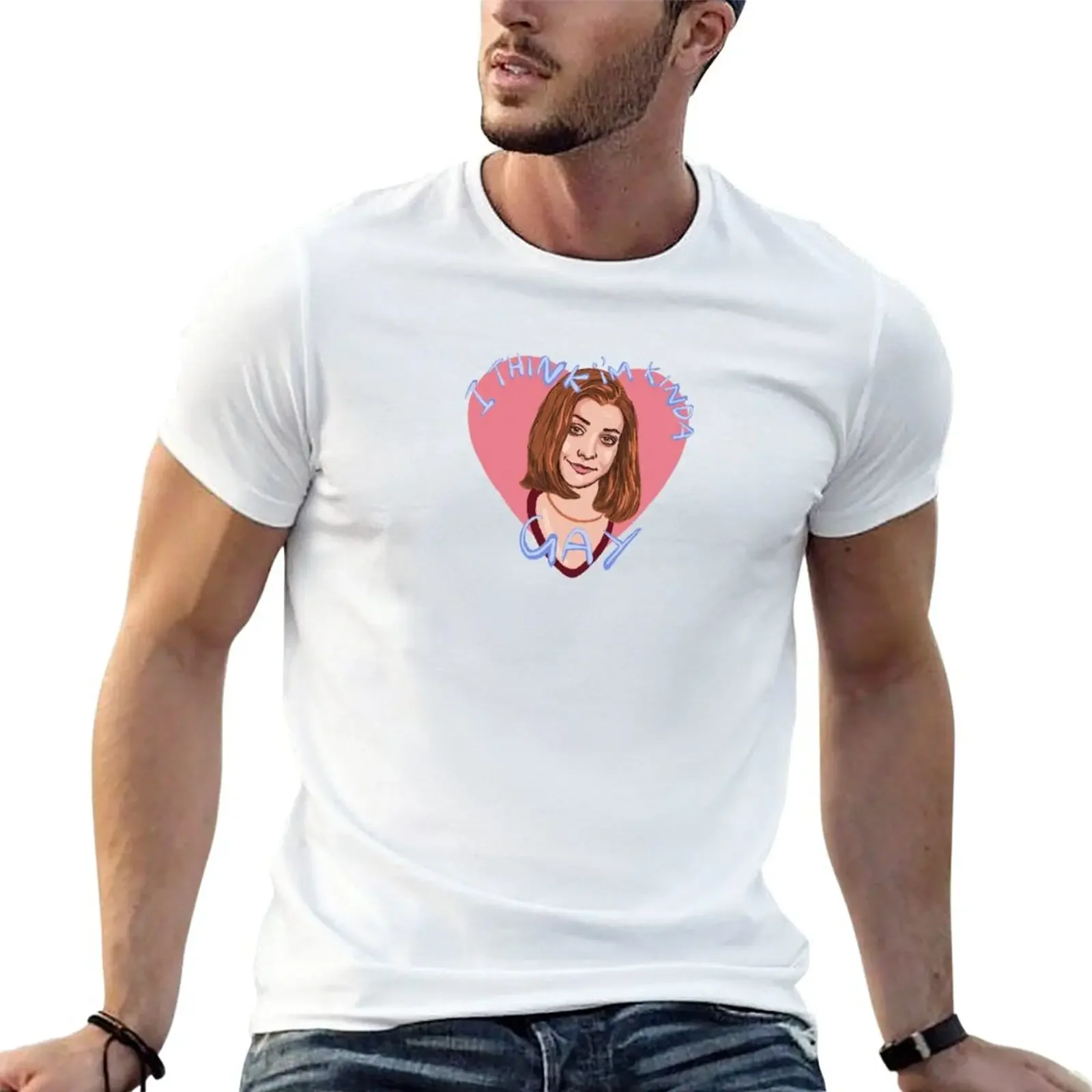 

New I think I’m Kinda gay Willow buffy, vampire, slayer, Alyson, Hannigan, T-Shirt oversized t shirts clothes for men