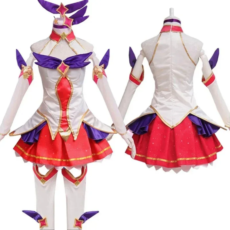 Game Anime Lol Star Guardian Ahri Cosplay Costumes Set Magic Girl The Nine-tailed Fox Cosplay Dress Full Set TOP Skirt