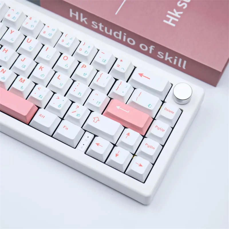 Mechanical Keyboard Custom Japanese Anime White Key Caps Cute Blue Pink Mixed Color Teclado Gamer 125 Keys PBT Keycap Cherry