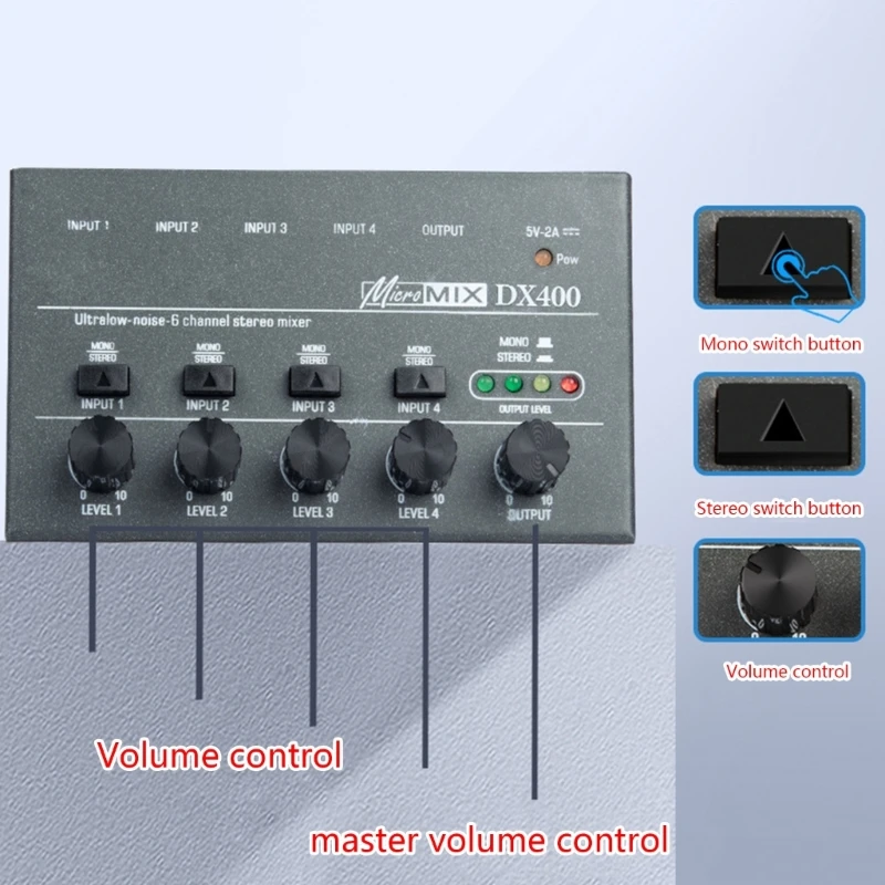 Laag Geluidsniveau 8 Kanaals Lijn Mixer Mini Sound Mixer Professionele Ktv Geluid Mixer Stereo Gitaar Audio Mixer Voeding Type-C 5V 2A