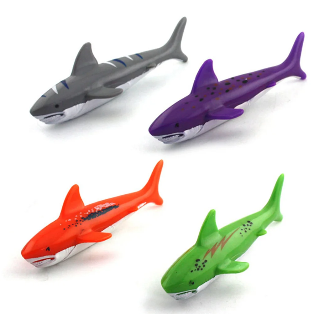 4 Pcs Diving Toys Gliding Shark Throwing Rockets for Swimming Pool Use Dive Duoy Shark Toys Swimming Toys