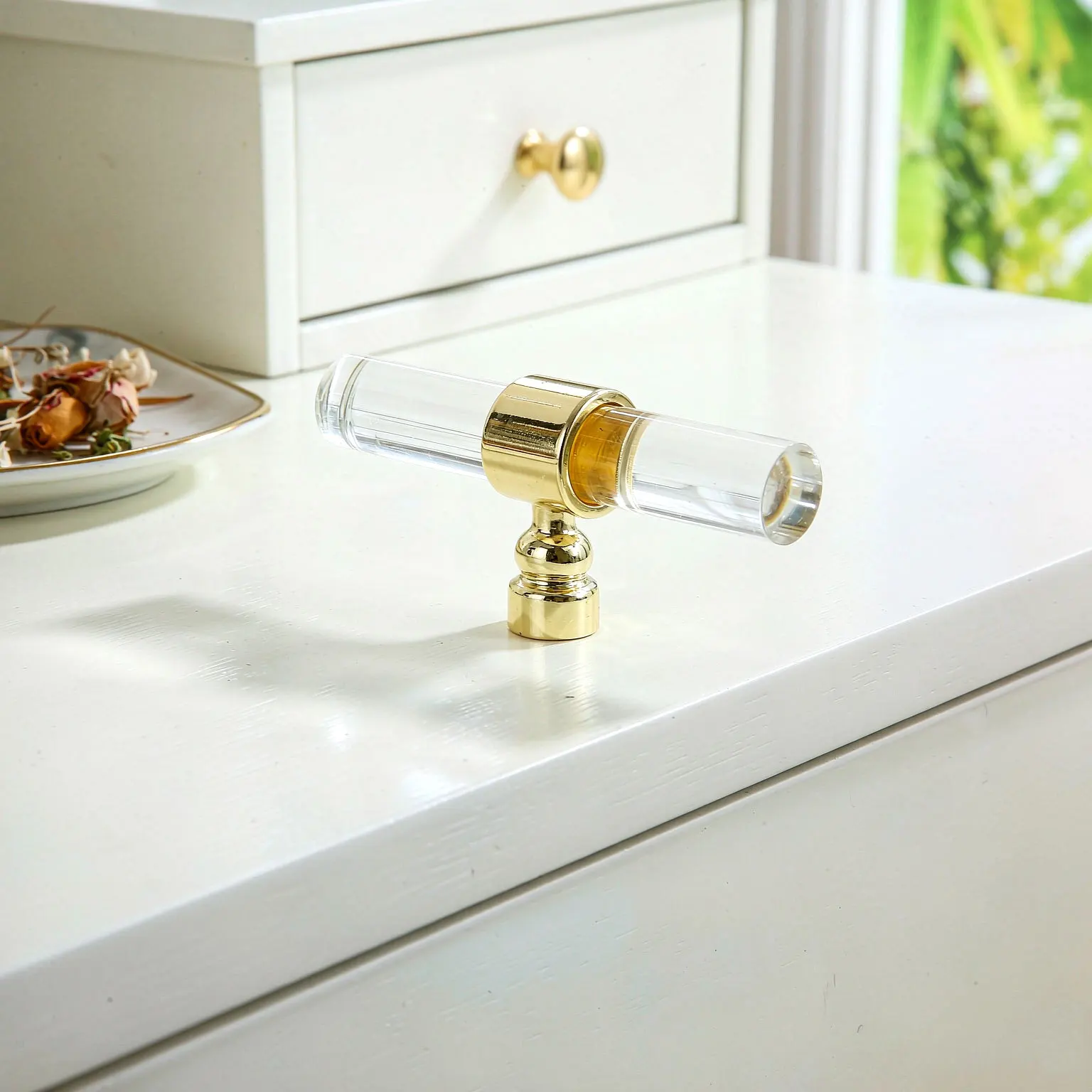 Acrylic Handles for Cabinets and Drawers Gold Silver with Transparent T Bar Cupboard Door Pulls Modern Simple Cabinet Hardware