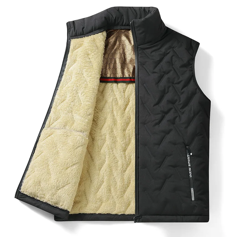 Men's Ultrasonic Velvet Graphene Vest workwear, Horse clip stand collar, Men's Thick Outdoor Sports, Foreign Trade Lamb Velvet V