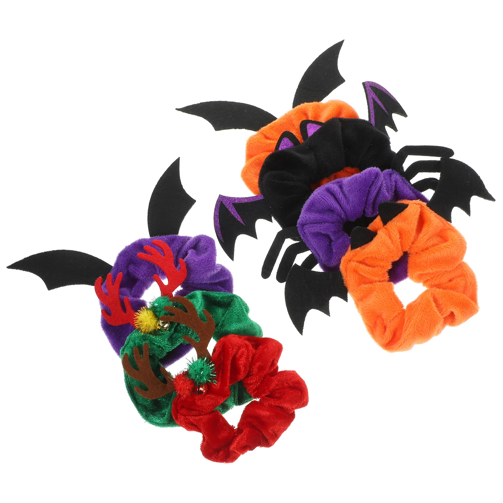 

7pcs Bat Hair Accessories Elastic Halloween Scrunchies Women Ponytail Holders Girls Hair Ties Fashion Deer Antlers Gifts
