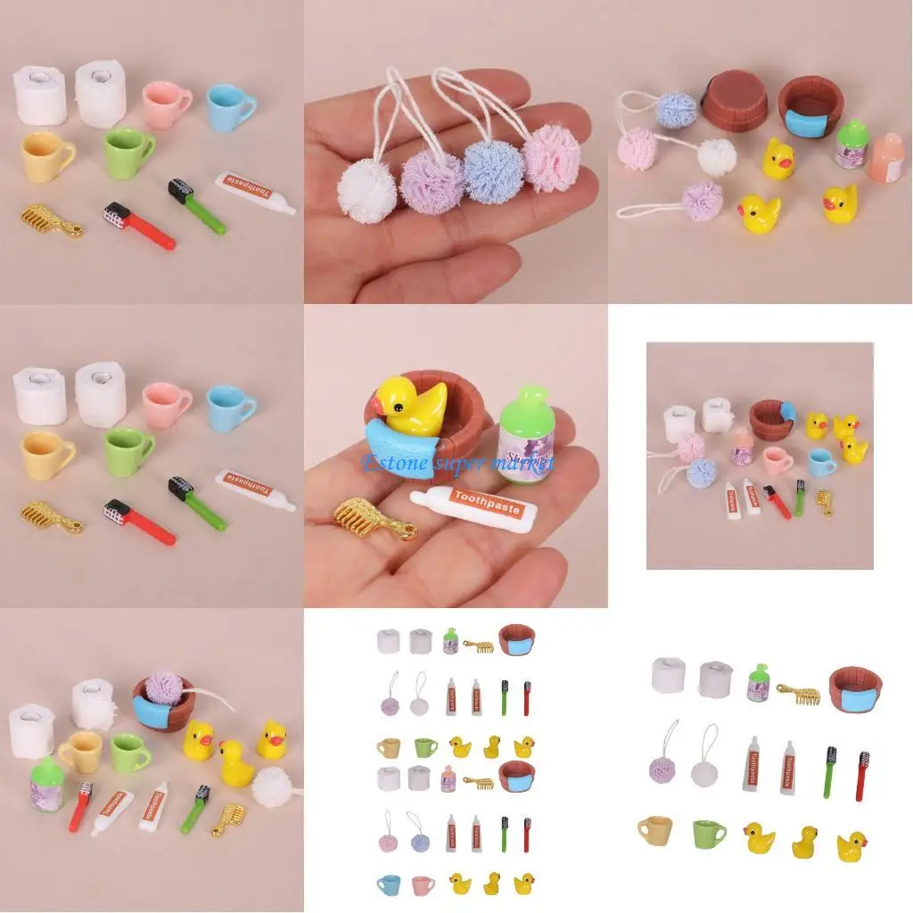 

090B Doll House Bathroom Set Shower Scene Accessories 1/12 Miniature Funiture Model