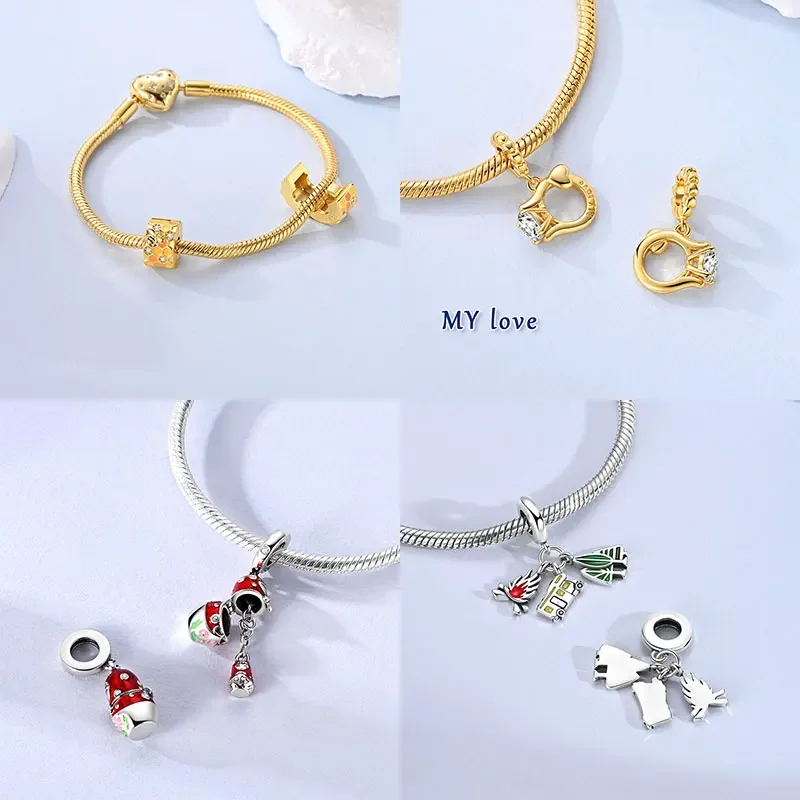 Origami Whale Dolphin Tooth Bee CZ Original Charm Silver Plated Beads Fit Bracelets Bag Keychain Charms Diy Women Gift Accessory