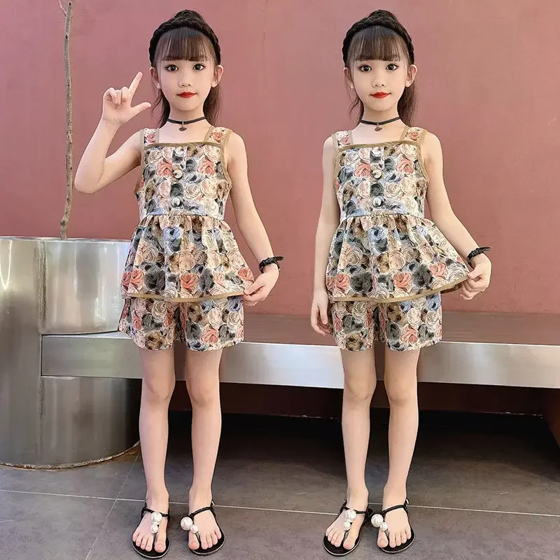 Suit Children Clothes for Girls From 7 To 8 Years Kids Summer Wear T-shirts Toddler Korean Children's 2025 Clothing Sets 4 11 12