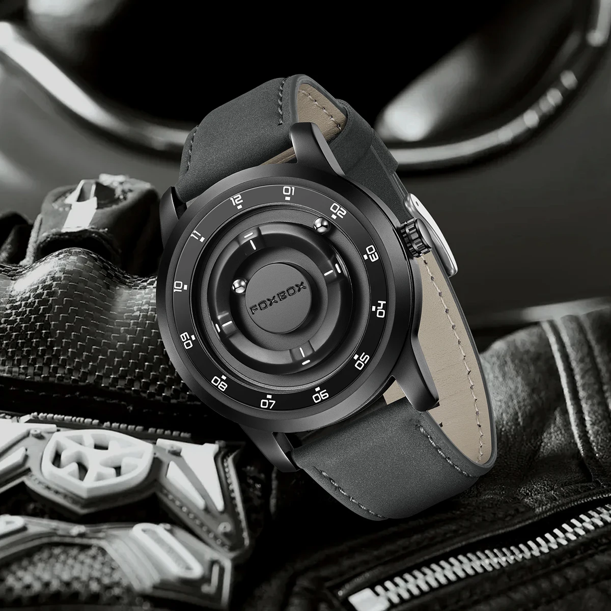 FOXBOX Watch Planet Design Fashion Floating Magnetic Pointer Free Ball Bearing Creative Simple Waterproof Quartz Watch for Men