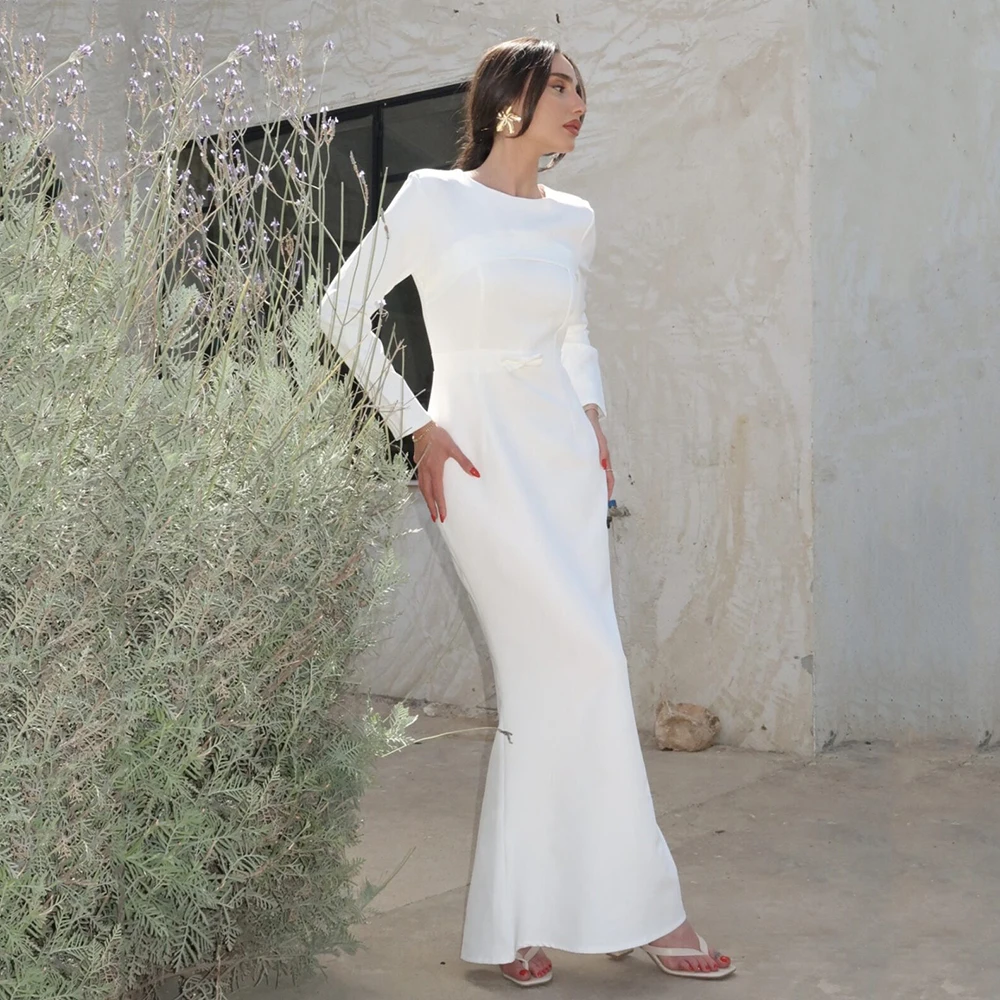 

Elegant Bridal Dresses Long Sleeve Minimalist White Wedding Gown Simple Mermaid Wedding Dresses Modern Bride Gown Customized