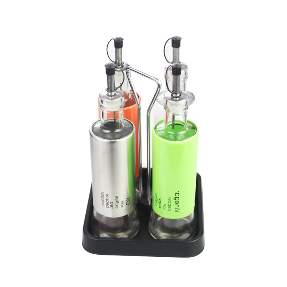 4-Bottle Spice Rack Tray Seasoning Bottle Organizer for Kitchen Pantry Cabinet Storage Shelf Counter Easy Access Space Saving