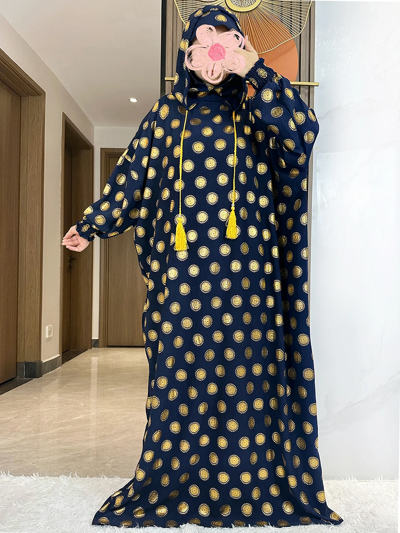 2024 New Muslim Confortable Cotton Abaya For Women Ramadan Prayer Dubai Turkey Middle East Femme Robe Floral Loose African Dress