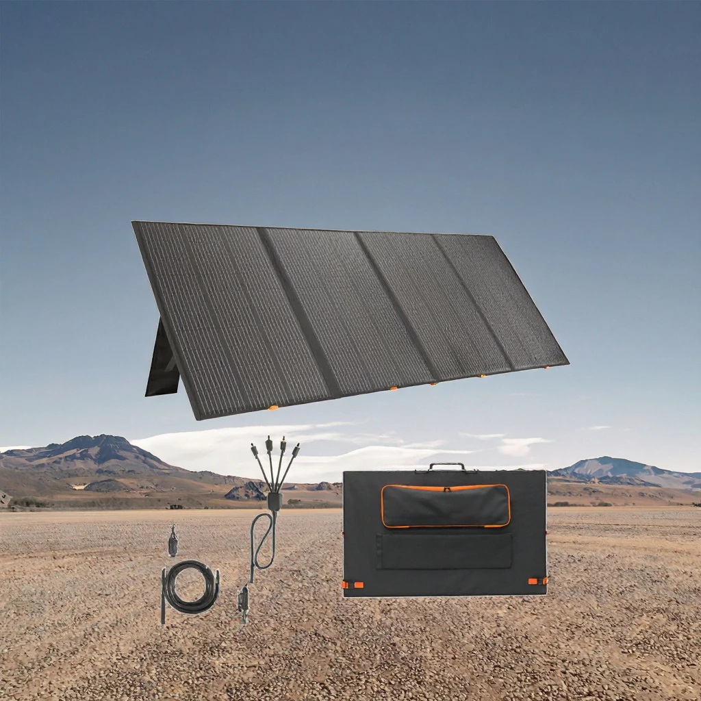 400 Watts 4 Plate ETFE Folding Solar Panel With 23.5% Photoelectric Efficiency Supports OEM/ODM Various Connectors Attached