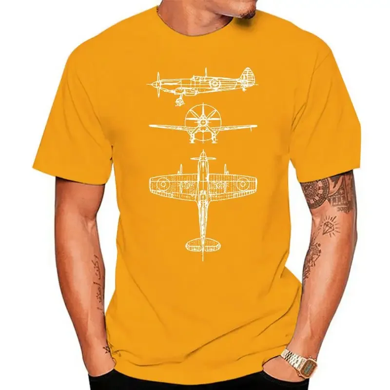 

Casual Tees Spitfire Aircraft Blueprints Pilot T Shirt Spitfire Airplane Vintage Hilarious Aircraft Plane Module T-Shirt Summer