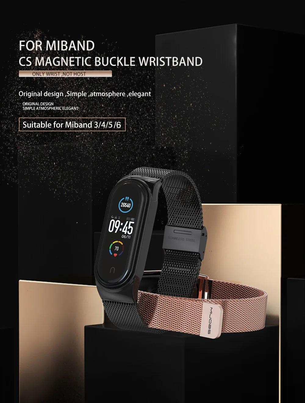 Milanese Wristband for Xiaomi Mi Band 6 5 4 3 Stainless Steel Strap for Mi Band 5 6 Bracelet on Miband 3 4 Correa Smart Watch