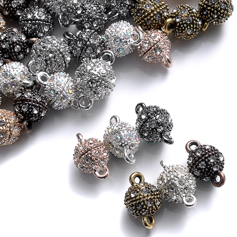 iYOE 5pairs/Lot 8/10mm Round Magnetic Clasps End Crystal Clasp Buckle Connector For Jewelry Making Charms DIY Bracelet Necklace