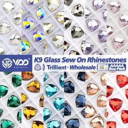 VDD Wholesale Trilliant Top Quality K9 Glass Sew On Rhinestones Crystal Box-packed Flatback Sewing Stones For DIY Bags Garment
