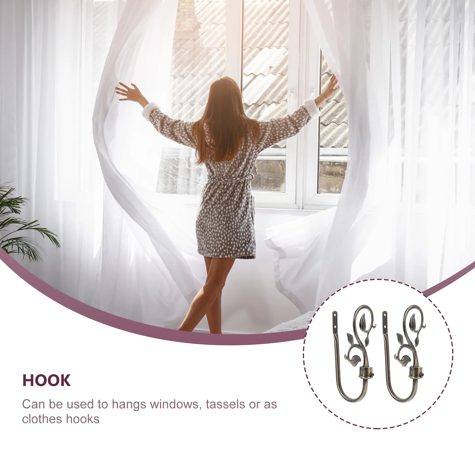 2pcs/set Curtain Tieback Holder Hooks Tie Backs Bedroom Living Room Curtain Decoration Accessories Holdback Wall Curtain Hooks