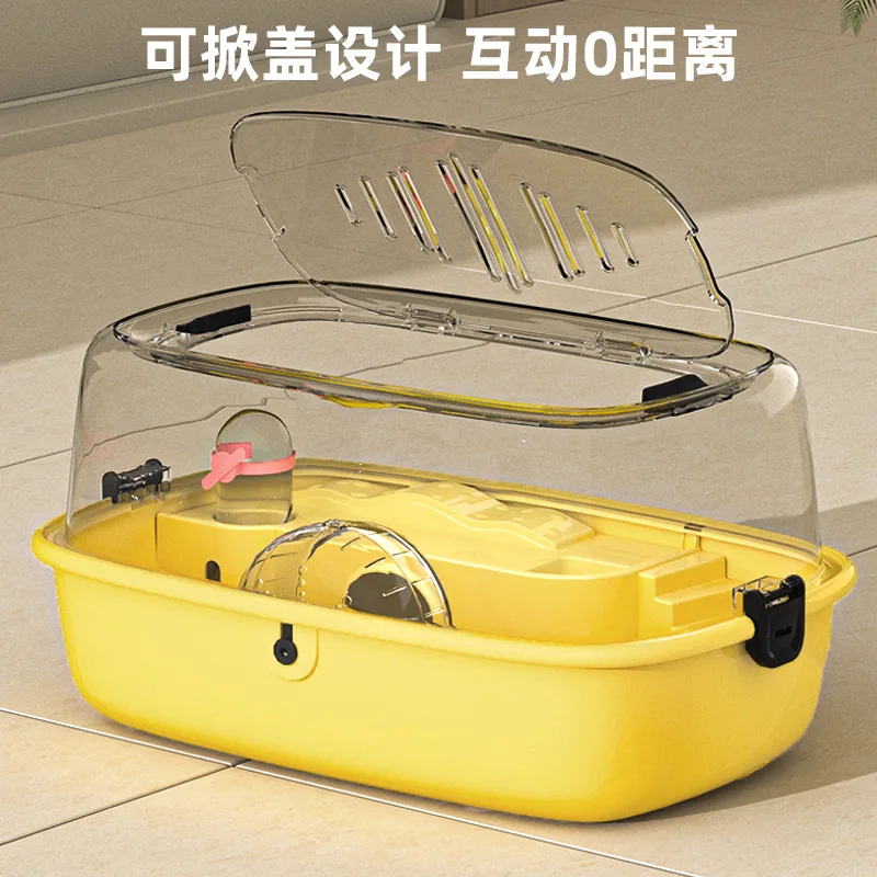 Luxury Large Space Separate Hamster Cage Transparent Double Door Lock Double-layer Villa Panoramic Feeding Box Full Set