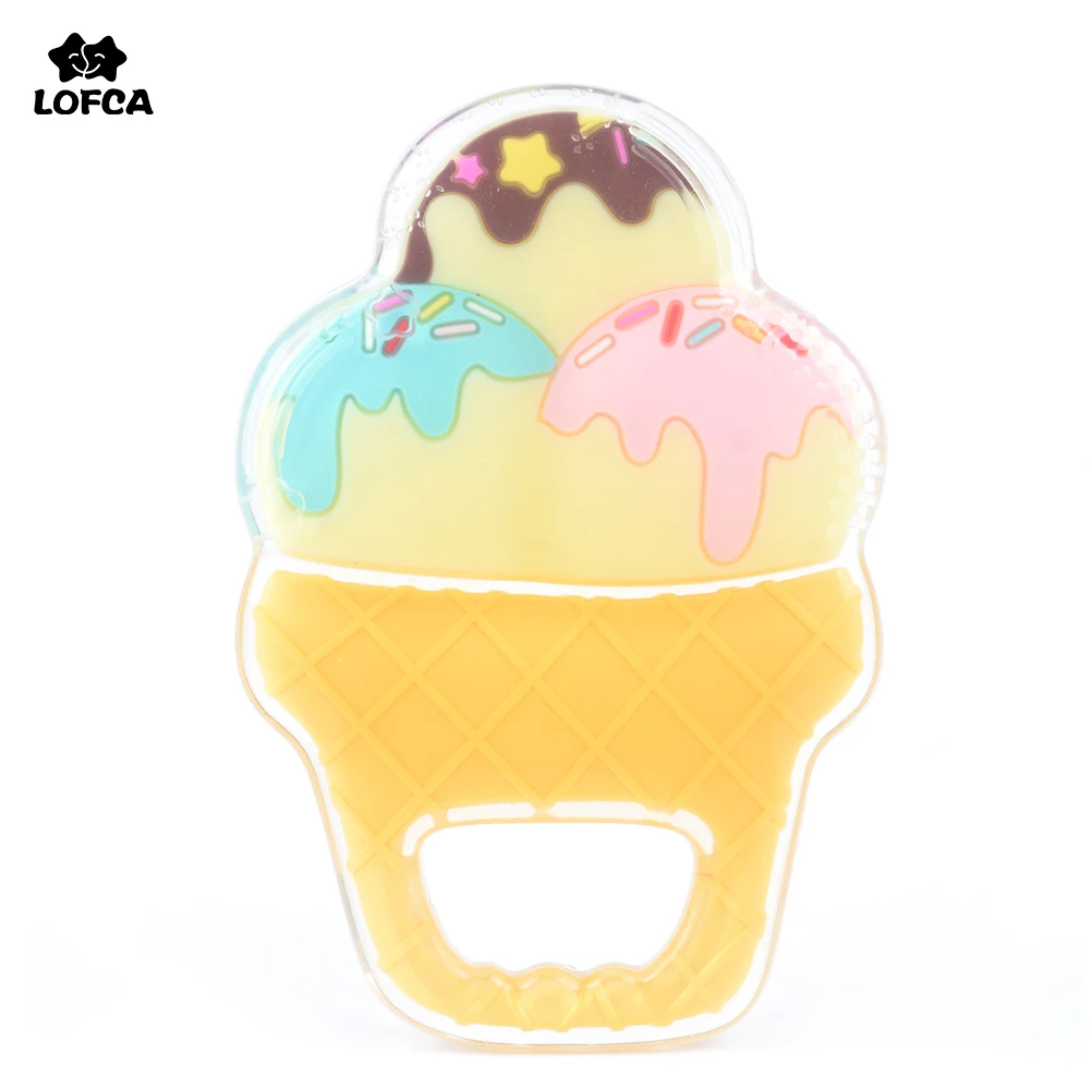 LOFCA 액체 아이스크림 실리콘 Teether 아기 teething DIY 씹는 목걸이 펜던트 식품 학년 실리콘 BPA 무료 Pacifier 클립 체인