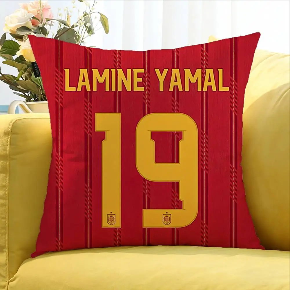 football Lamine Yamal   Various Sizes Square Pillow Case For Car Home Bedchamber Decor