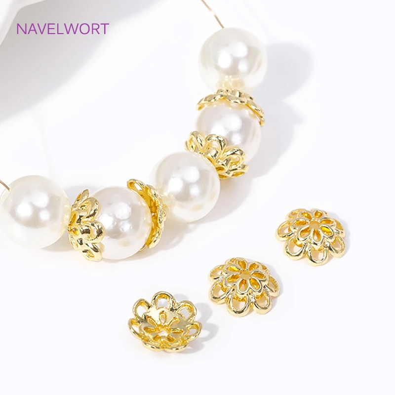 20/40/60Pcs 18K Gold Plated Alloy Flower Caps Bead Caps For Jewelry,Caps For Beads,DIY Jewelry Making Supplies,Caps For Bracelet
