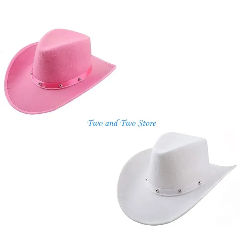 

HX6F Western Costume Hat Studs Accent White Pink Soft For Festivals Camping