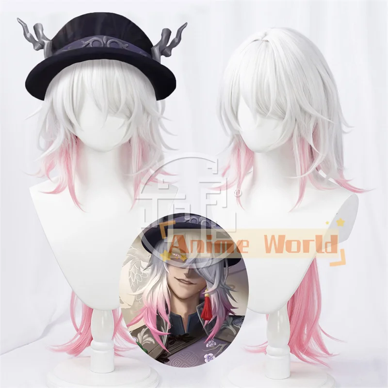 

Game Identity V White Guard & Black Guard Cosplay Wig Government Officer Wu Chang 80cm Long White Pink Heat Resistant Synthetic