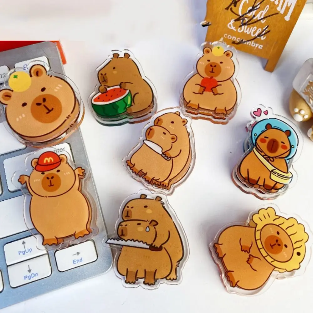 

Cute Cartoon Animal Capybara Paper Clip Memo Clip Transparent Acrylic Stationery Storage Clip Data File Documents Organizer