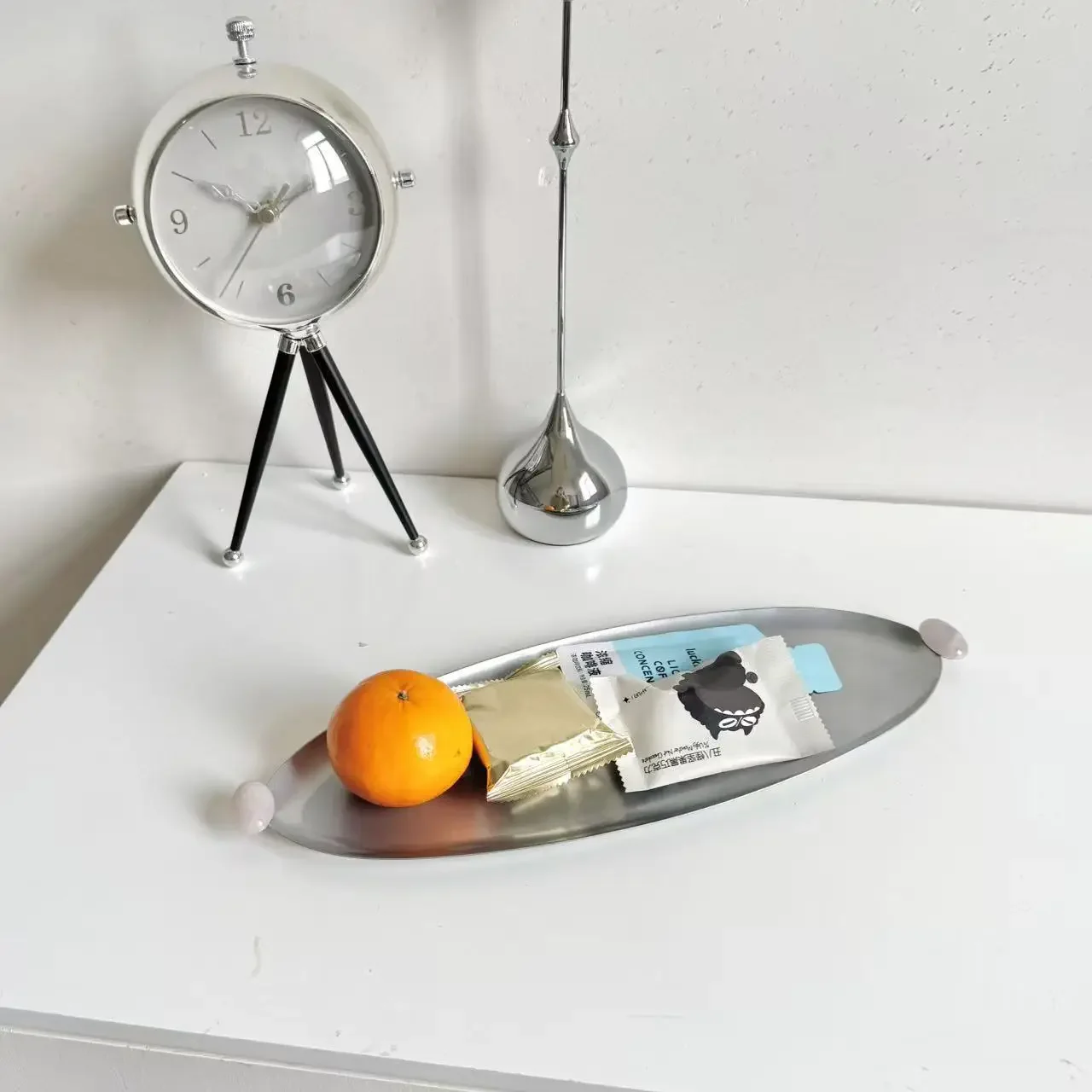 Long Thin Oval Fruit Plate Metal Ornament Hotel Restaurant Model Room Art Home Desktop Decoration Dishes