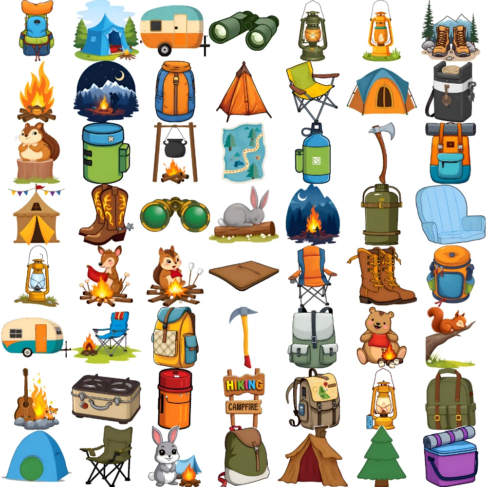 

63pcs Temporary Tattoo Outdoor Stickers Temporary Tattoo Stickers Camping Stickers Cartoon Camp For Girls Arms Shoulders