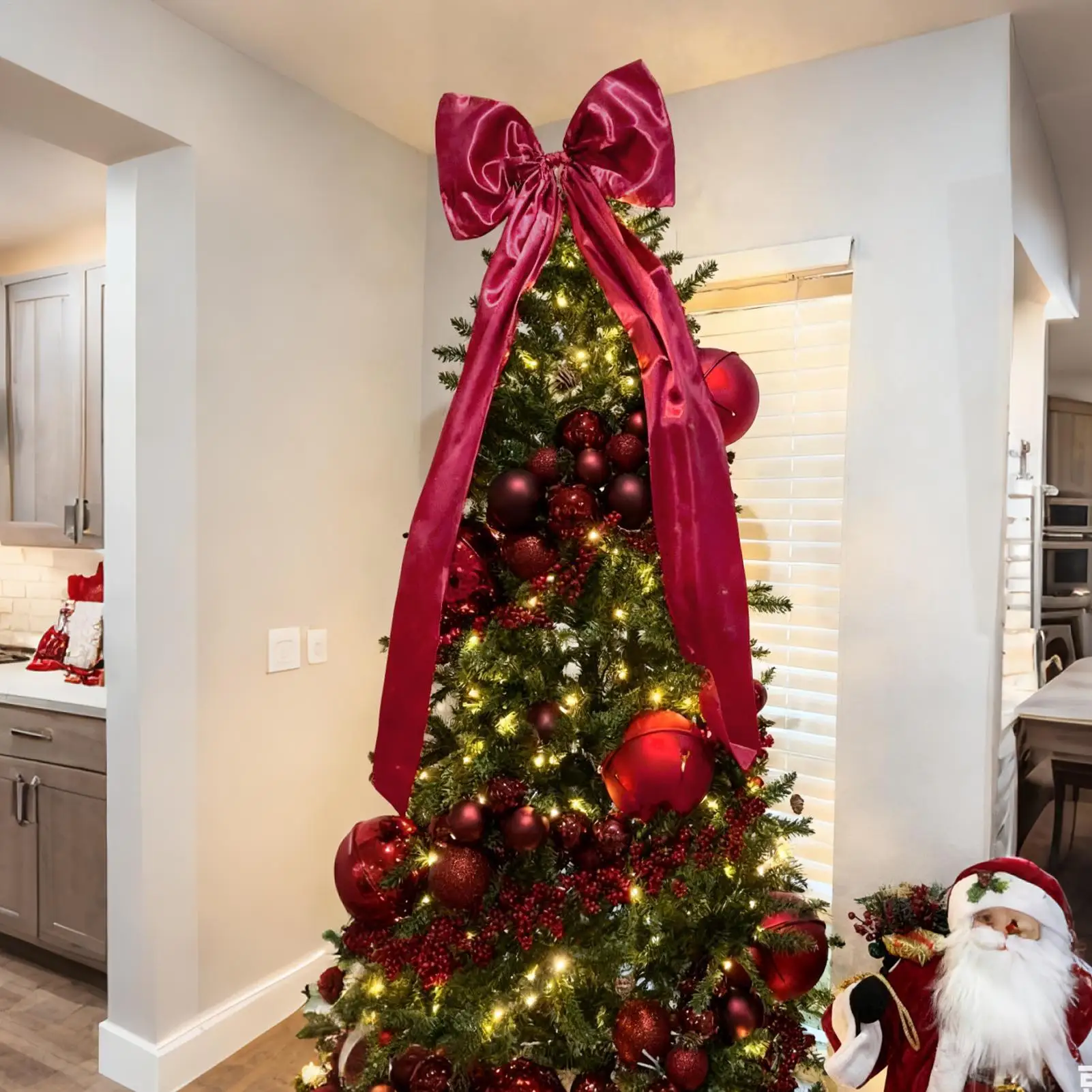 Velvet Bows For Christmas Tree Large Ribbon Topper Christmas Tree Bows Velvet For Kitchen Outdoor Farmhouse Wall Indoor Crafts