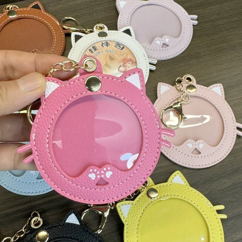 Cartoon Cat Badge Holder Keychian Anime Peripheral Badge Pendant 58 Mm Transparent Window Badge Display Protector Bag Ornaments