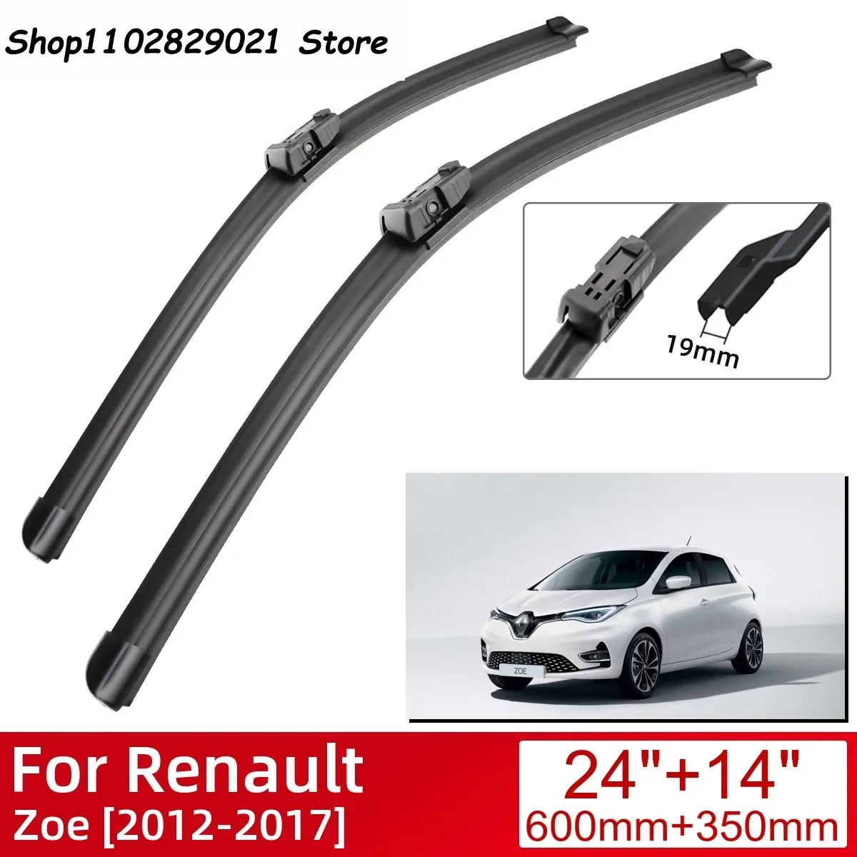 

For Renault Zoe 2012-2017 Car Accessories Front Windscreen Wiper Blade Brushes Wipers 2017 2016 2015 2014 2013