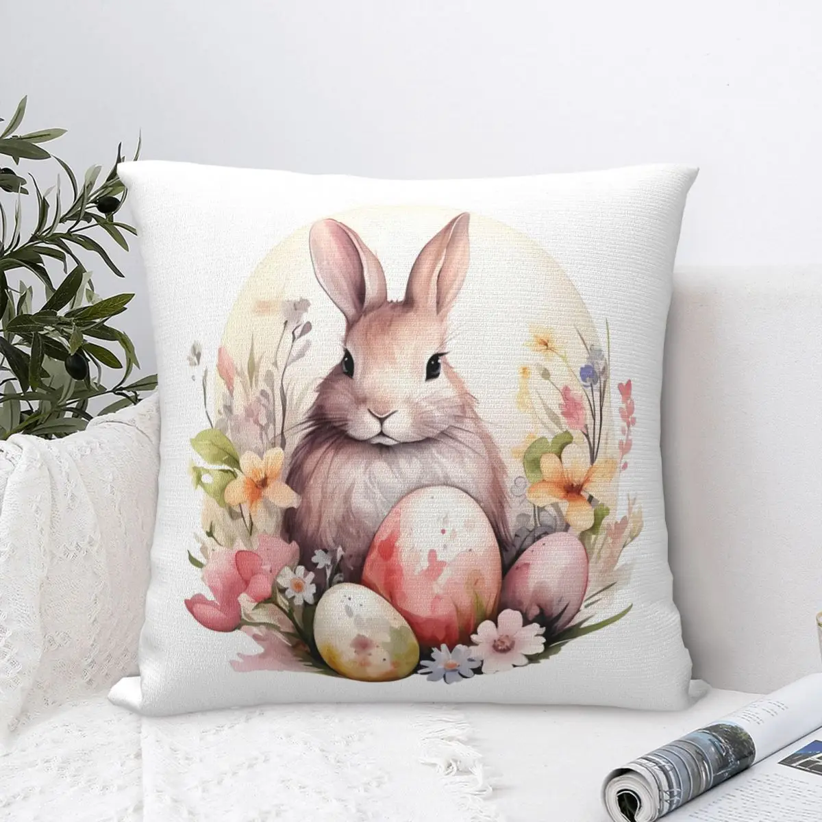 Easter Bunny Pillow Cover Colorful Egg Cushion Cover Custom DIY Pillow Case Funny Pillowcases For Wedding Party Home Decor