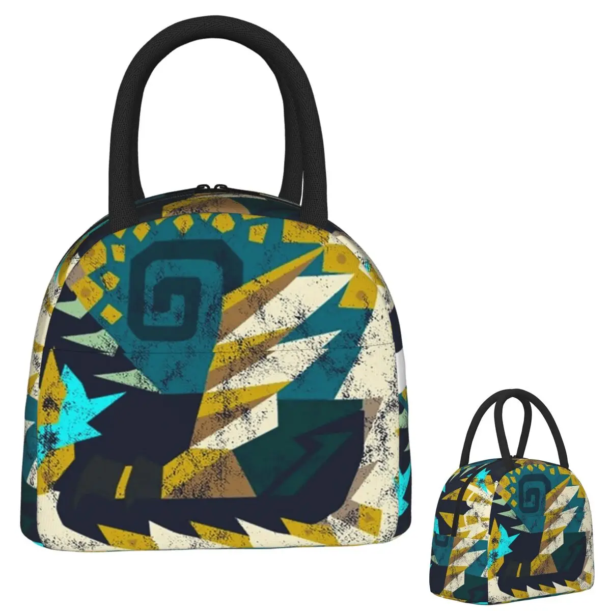 

Monster Hunter World Iceborne Zinogre Kanji Изолированная сумка для обеда для женщин и детей Портативные коробки для еды Термальный ланч-бокс Tote