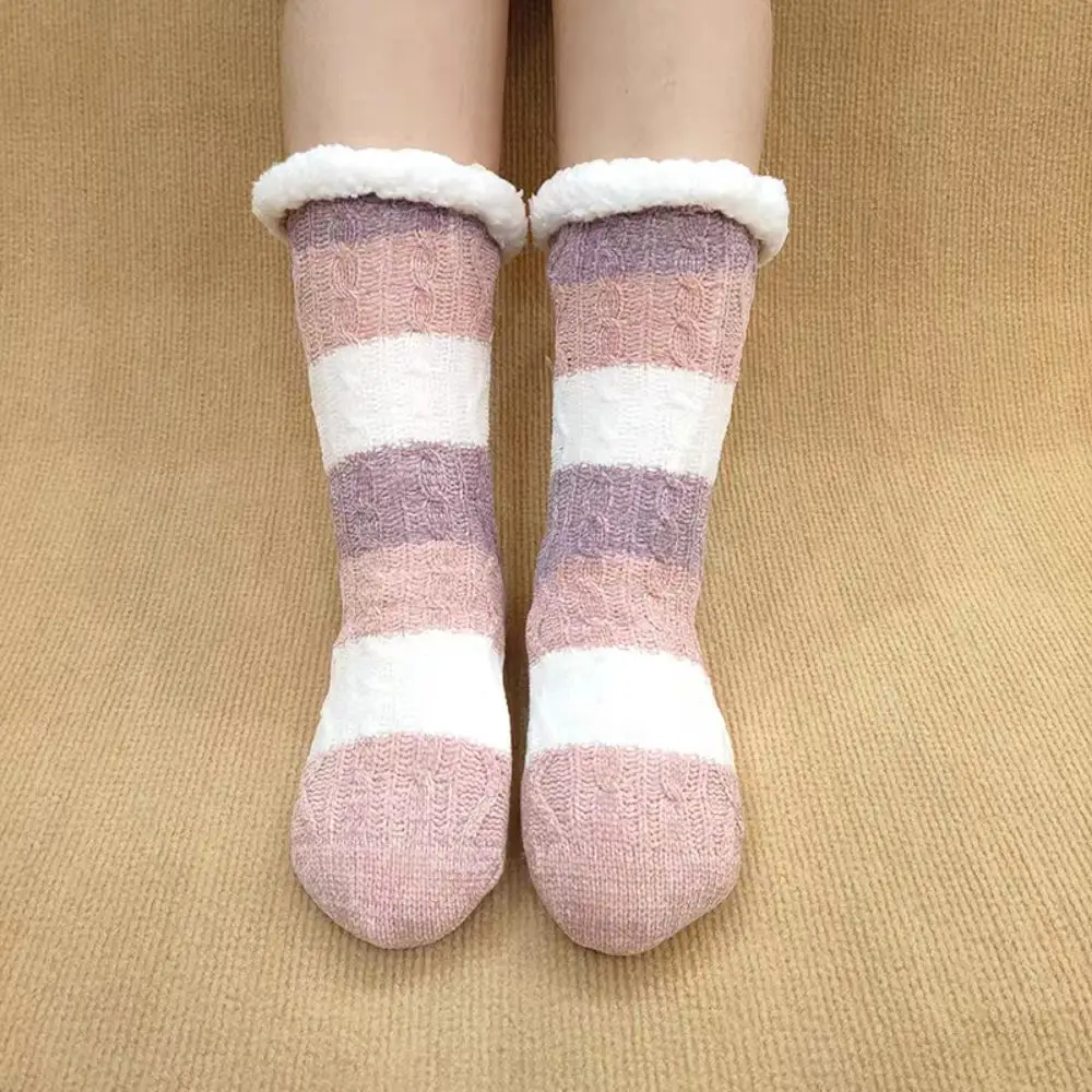 الحلو المقلية العجين تويست شريط جوارب صوف رشاقته أفخم المرجان جوارب صوفية دافئة لينة النوم الجوارب النساء الفتيات #3