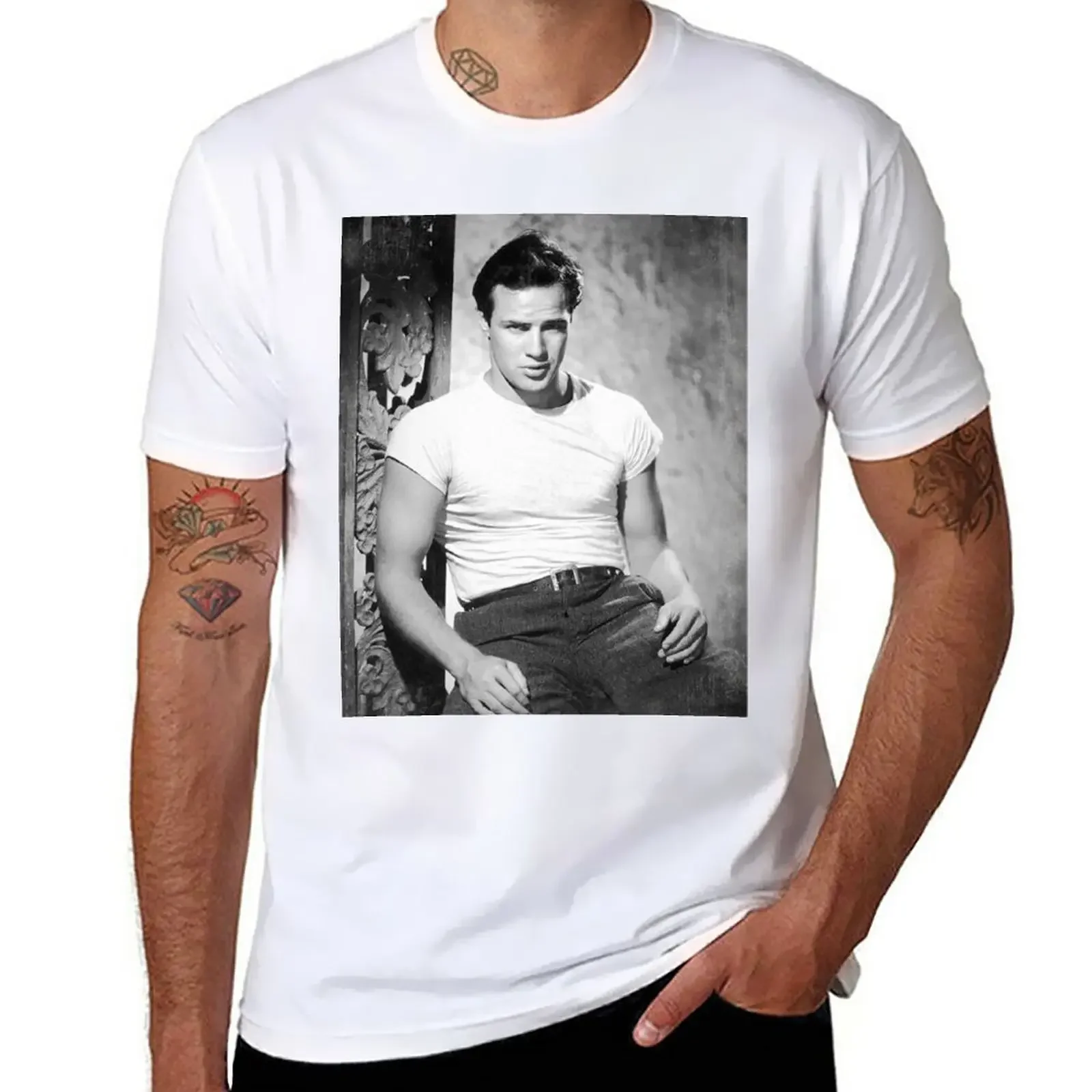 New Marlon Brando - BW Vintage - D41 T-Shirt summer top graphic shirts essential t shirt mens clothes