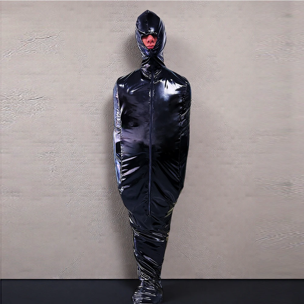 

Искусственная кожа, экзотические комбинезоны для косплея «Мумия Зентайл», комбинезоны для взрослых, любовь, игры на молнии, открытый спальный мешок с мокрым эффектом, одежда на заказ