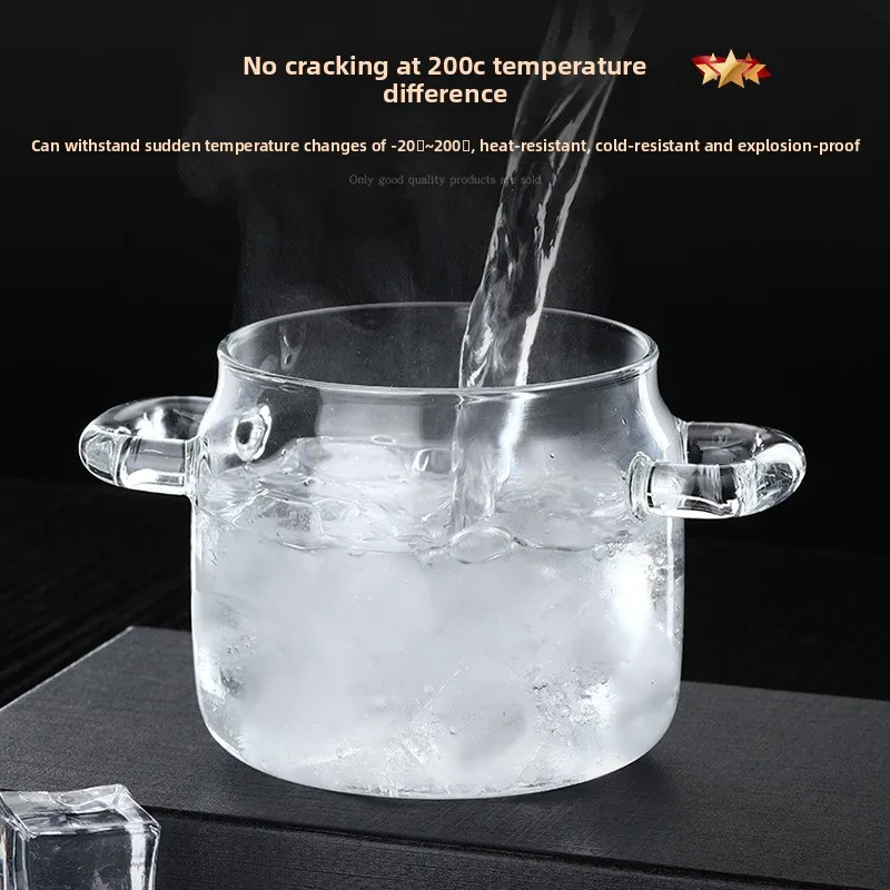 Water-proof ceramic stew cup High borosilicate glass steamed egg cup Household heatable  nest jar Baby complementary food stew