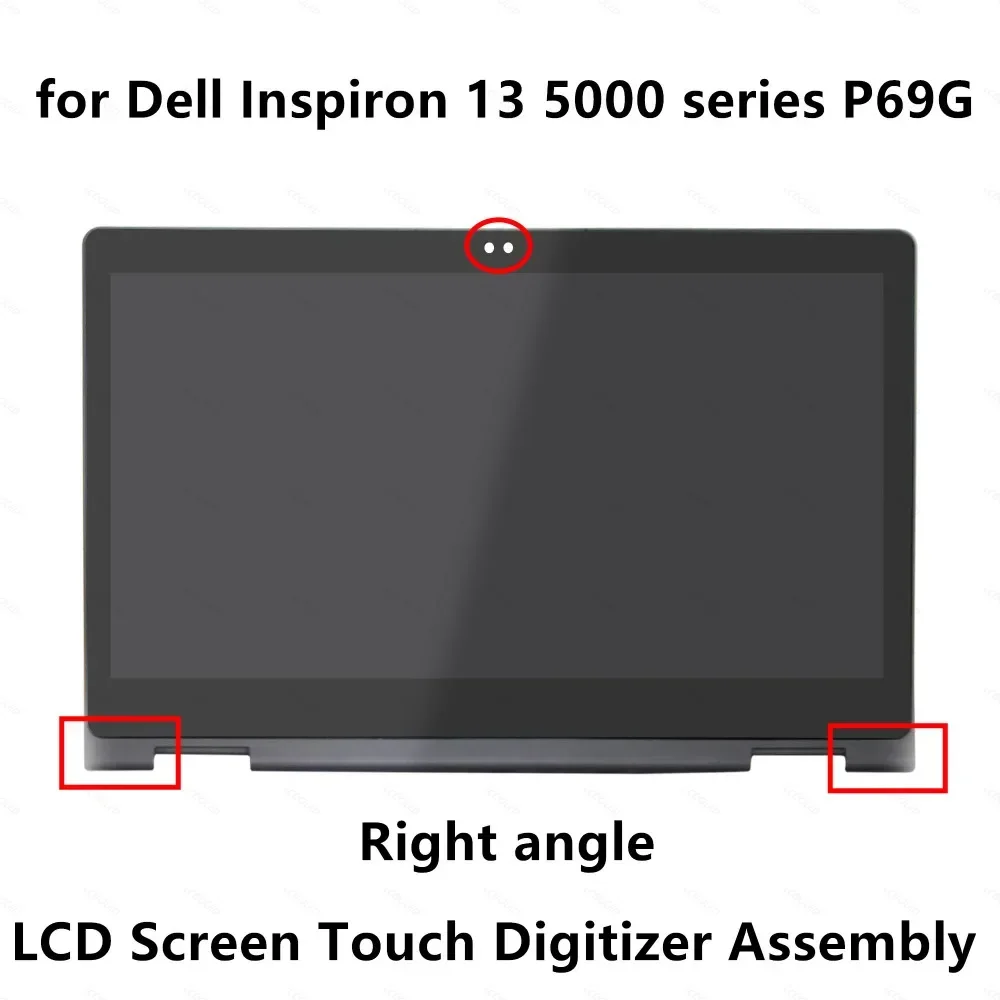 13.3'' LCD Display Panel Touch Glass Digitizer Screen Assembly with Right Angle Bezel For Dell Inspiron 13 5000 series P69G FHD