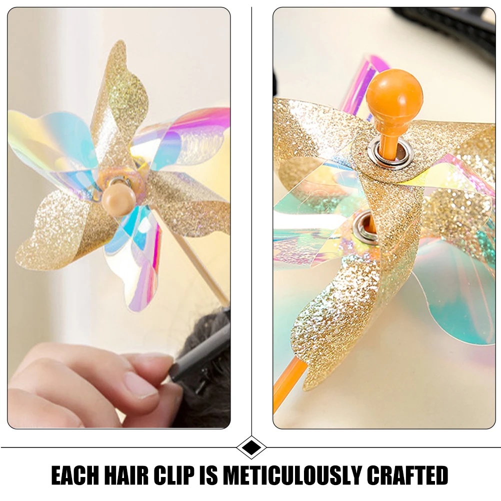 

12 Pcs Windmill Hair Clips Glitter Shine Plastic Accessories for Girls Kids Toys Sweet Lovely Barrettes Hairpins
