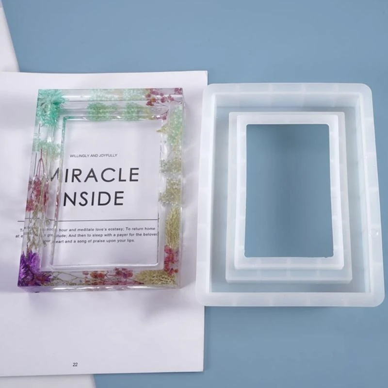 Resin Crystal Epoxy Mold Rectangular Photo Frame Crafts Casting Silicone Mould