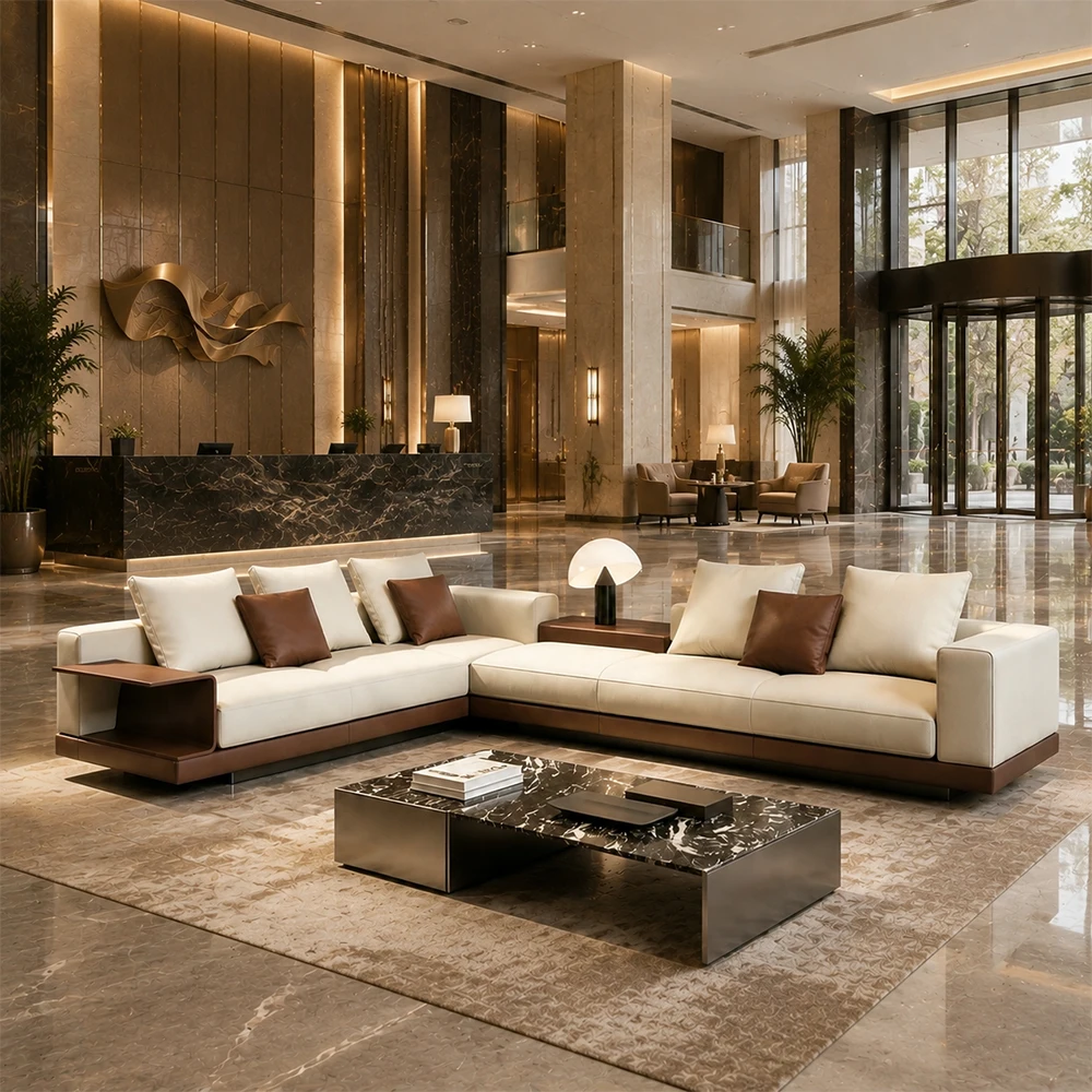 Solid Wood Leather Reception Office Sofa Set Modular Hospital School Waiting Area Commercial OEM Customizable Wholesale Supplier