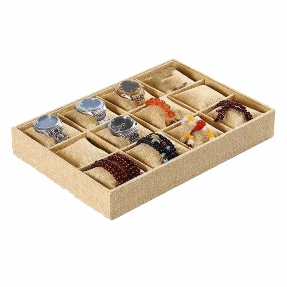 Flannel Jewelry Display Trays Velvet Surface Stackable Bracelet Display Tray 12 Adjustable Compartments Adjustable